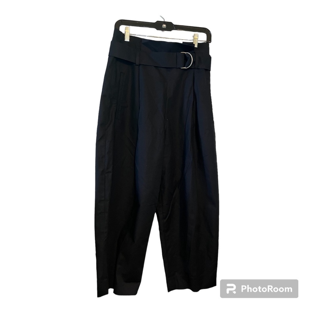 COS Black High-Waist Wide-Leg Belted Trousers